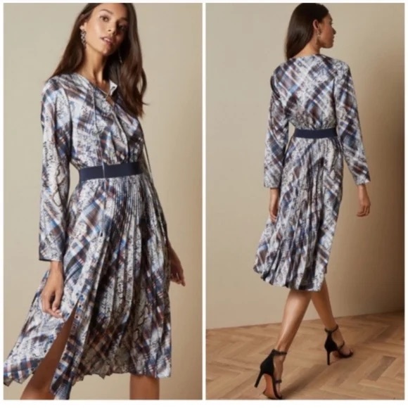 Ted Baker Lilis Quartz Print Midi Dress size 4 (US 10-12) long sleeve - Picture 2 of 15